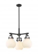 Innovations Lighting 411-3CR-BK-G410-7WH - Newton Sphere - 3 Light - 21 inch - Matte Black - Pendant