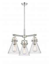 Innovations Lighting 411-3CR-PN-G411-7SDY - Newton Cone - 3 Light - 21 inch - Polished Nickel - Pendant