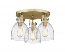Innovations Lighting 411-3F-BB-G412-7SDY - Newton Bell - 3 Light - 18 inch - Brushed Brass - Semi-Flush Mount