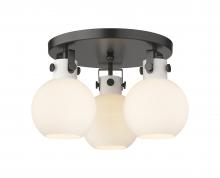 Innovations Lighting 411-3F-BK-G410-7WH - Newton Sphere - 3 Light - 18 inch - Matte Black - Flush Mount