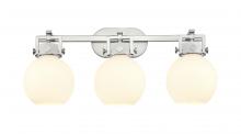 Innovations Lighting 411-3W-SN-G410-7WH - Newton Sphere - 3 Light - 27 inch - Satin Nickel - Bath Vanity Light