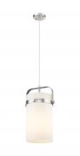 Innovations Lighting 413-1PM-SN-G413-1S-8WH - Pilaster - 1 Light - 8 inch Glass - Satin Nickel - Pendant
