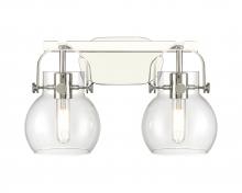 Innovations Lighting 423-2W-PN-G410-6CL - Pilaster II Sphere - 2 Light - 17 inch - Polished Nickel - Bath Vanity Light