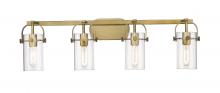 Innovations Lighting 423-4W-BB-4CL - Pilaster - 4 Light - 35 inch - Brushed Brass - Bath Vanity Light