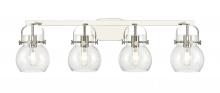 Innovations Lighting 423-4W-PN-G410-6CL - Pilaster II Sphere - 4 Light - 37 inch - Polished Nickel - Bath Vanity Light