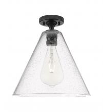 Innovations Lighting 434-1F-BK-GBC-124 - Crown Point - 1 Light - 12 inch - Matte Black - Flush Mount