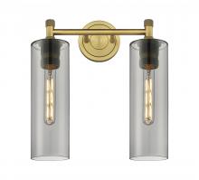 Innovations Lighting 434-2W-BB-G434-12SM - Crown Point - 2 Light - 14 inch - Brushed Brass - Bath Vanity Light