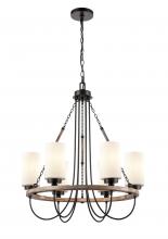 Innovations Lighting 442-6CR-BK-W - Paladin - 6 Light - 25 inch - Matte Black - Chain Hung - Chandelier