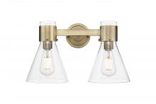 Innovations Lighting 464-2W-BB-G464C-7CL - Lawton Cone - 2 Light - 17 inch - Brushed Brass - Bath Vanity Light