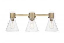 Innovations Lighting 464-3W-BB-G464C-7SDY - Lawton Cone - 3 Light - 27 inch - Brushed Brass - Bath Vanity Light