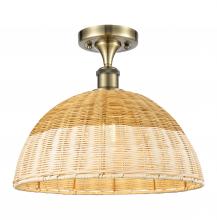 Innovations Lighting 516-1C-AB-NBD2-16-NAT - Bristol Natural II - 1 Light - 16 inch - Antique Brass - Semi-Flush Mount