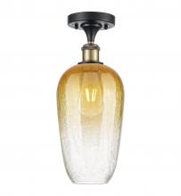 Innovations Lighting 516-1C-BAB-G484-7AM - Brookhaven Flute - 1 Light - 7 inch - Black Antique Brass - Semi-Flush Mount