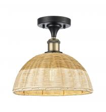 Innovations Lighting 516-1C-BAB-NBD2-12-NAT - Bristol Natural II - 1 Light - 12 inch - Black Antique Brass - Semi-Flush Mount