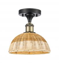 Innovations Lighting 516-1C-BAB-NBD2-9-NAT - Bristol Natural II - 1 Light - 9 inch - Black Antique Brass - Semi-Flush Mount