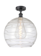 Innovations Lighting 516-1C-BK-G1213-14CL - Athens Deco Swirl - 1 Light - 14 inch - Matte Black - Semi-Flush Mount