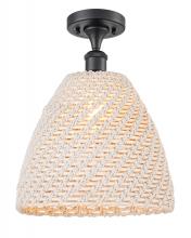 Innovations Lighting 516-1C-BK-NBD-12-NAT - Bristol Natural - 1 Light - 6 inch - Matte Black - Semi-Flush Mount