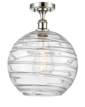 Innovations Lighting 516-1C-PN-G1213-12CL - Athens Deco Swirl - 1 Light - 12 inch - Polished Nickel - Semi-Flush Mount