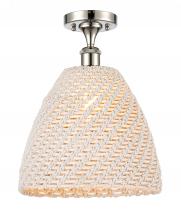 Innovations Lighting 516-1C-PN-NBD-12-NAT - Bristol Natural - 1 Light - 6 inch - Polished Nickel - Semi-Flush Mount