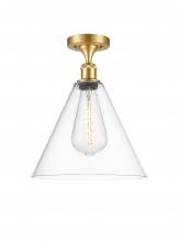 Innovations Lighting 516-1C-SG-GBC-122 - Berkshire - 1 Light - 12 inch - Satin Gold - Semi-Flush Mount