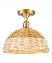 Innovations Lighting 516-1C-SG-NBD2-12-NAT - Bristol Natural II - 1 Light - 12 inch - Satin Gold - Semi-Flush Mount