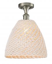 Innovations Lighting 516-1C-SN-NBD-12-NAT - Bristol Natural - 1 Light - 6 inch - Brushed Satin Nickel - Semi-Flush Mount