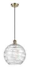 Innovations Lighting 516-1P-AB-G1213-12CL - Athens Deco Swirl - 1 Light - 12 inch - Antique Brass - Cord hung - Mini Pendant