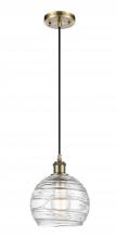 Innovations Lighting 516-1P-AB-G1213-8 - Athens Deco Swirl - 1 Light - 8 inch - Antique Brass - Cord hung - Mini Pendant