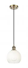 Innovations Lighting 516-1P-AB-G483-8OP - Brookhaven Globe - 1 Light - 8 inch - Antique Brass - Cord hung - Mini Pendant