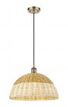 Innovations Lighting 516-1P-AB-NBD2-16-NAT - Bristol Natural II - 1 Light - 16 inch - Antique Brass - Cord hung - Mini Pendant