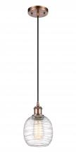 Innovations Lighting 516-1P-AC-G1013 - Belfast - 1 Light - 6 inch - Antique Copper - Cord hung - Mini Pendant