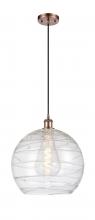 Innovations Lighting 516-1P-AC-G1213-14 - Athens Deco Swirl - 1 Light - 14 inch - Antique Copper - Cord hung - Pendant