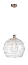Innovations Lighting 516-1P-AC-G1213-14CL - Athens Deco Swirl - 1 Light - 14 inch - Antique Copper - Cord hung - Mini Pendant