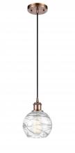 Innovations Lighting 516-1P-AC-G1213-6 - Athens Deco Swirl - 1 Light - 6 inch - Antique Copper - Cord hung - Mini Pendant