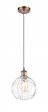 Innovations Lighting 516-1P-AC-G1215-8 - Athens Water Glass - 1 Light - 8 inch - Antique Copper - Cord hung - Mini Pendant
