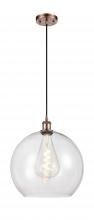 Innovations Lighting 516-1P-AC-G122-14 - Athens - 1 Light - 14 inch - Antique Copper - Cord hung - Pendant