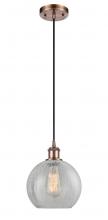 Innovations Lighting 516-1P-AC-G125 - Athens - 1 Light - 8 inch - Antique Copper - Cord hung - Mini Pendant