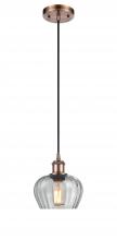 Innovations Lighting 516-1P-AC-G92 - Fenton - 1 Light - 7 inch - Antique Copper - Cord hung - Mini Pendant