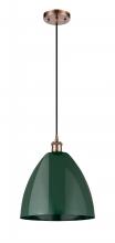 Innovations Lighting 516-1P-AC-MBD-12-GR - Plymouth - 1 Light - 12 inch - Antique Copper - Cord hung - Mini Pendant
