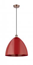 Innovations Lighting 516-1P-AC-MBD-16-RD - Plymouth - 1 Light - 16 inch - Antique Copper - Cord hung - Mini Pendant