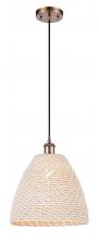 Innovations Lighting 516-1P-AC-NBD-12-NAT - Bristol Natural - 1 Light - 6 inch - Antique Copper - Cord hung - Mini Pendant