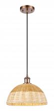 Innovations Lighting 516-1P-AC-NBD2-12-NAT - Bristol Natural II - 1 Light - 12 inch - Antique Copper - Cord hung - Mini Pendant