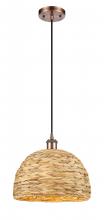 Innovations Lighting 516-1P-AC-RBD-12-NAT - Woven Rattan - 1 Light - 12 inch - Antique Copper - Multi Pendant