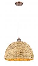 Innovations Lighting 516-1P-AC-RBD-16-NAT - Woven Rattan - 1 Light - 16 inch - Antique Copper - Multi Pendant