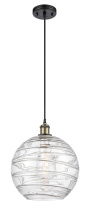 Innovations Lighting 516-1P-BAB-G1213-12CL - Athens Deco Swirl - 1 Light - 12 inch - Black Antique Brass - Cord hung - Mini Pendant