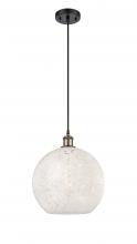 Innovations Lighting 516-1P-BAB-G1216-12WM - White Mouchette - 1 Light - 12 inch - Black Antique Brass - Cord Hung - Mini Pendant