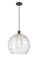 Innovations Lighting 516-1P-BK-G1213-14CL - Athens Deco Swirl - 1 Light - 14 inch - Matte Black - Cord hung - Mini Pendant