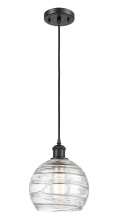 Innovations Lighting 516-1P-BK-G1213-8CL - Athens Deco Swirl - 1 Light - 8 inch - Matte Black - Cord hung - Mini Pendant