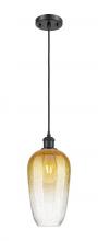 Innovations Lighting 516-1P-BK-G484-7AM - Brookhaven Flute - 1 Light - 7 inch - Matte Black - Cord hung - Mini Pendant