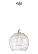 Innovations Lighting 516-1P-SN-G1213-14CL - Athens Deco Swirl - 1 Light - 14 inch - Brushed Satin Nickel - Cord hung - Mini Pendant