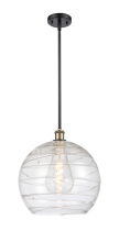 Innovations Lighting 516-1S-BAB-G1213-14CL - Athens Deco Swirl - 1 Light - 14 inch - Black Antique Brass - Stem hung - Mini Pendant